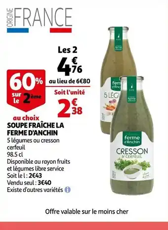 Auchan Soupe Fraiche La Ferme d'Anchin offre