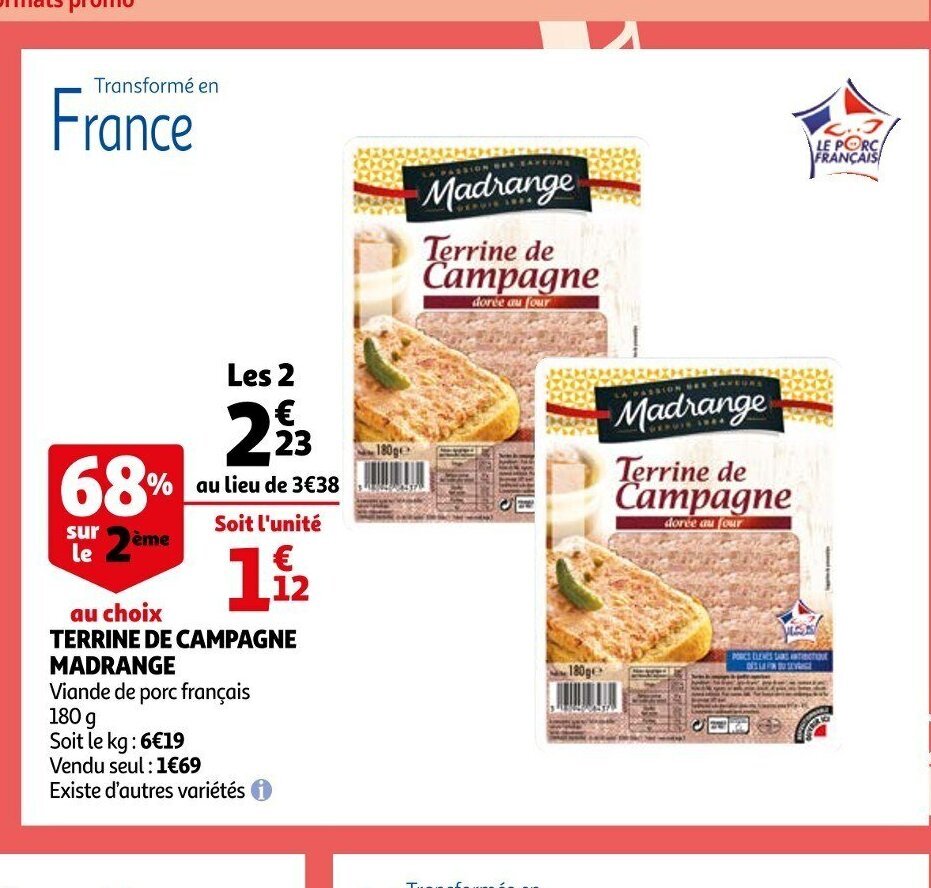 Promo Terrine de Campagne Madrange chez Auchan