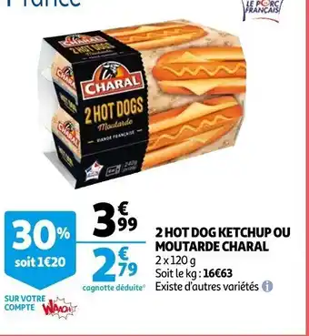 Auchan 2 Hot Dog Ketchup Ou Moutarde Charal offre