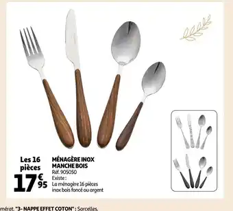 Auchan Menagere Inox Manche Bois offre