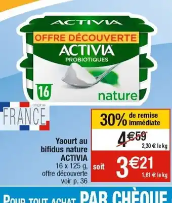 Cora x Carrefour Yaourt Au Bifidus Nature Activia offre