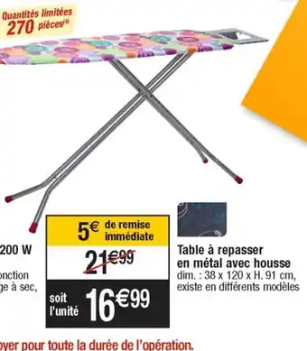 Table a Repasser En Metal Avec Housse