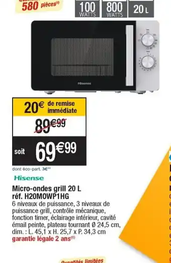 Cora x Carrefour Hisense Micro-Ondes Grill 20L offre