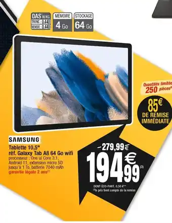 Cora x Carrefour Samsung Tablette 10,5 offre