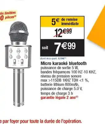Cora x Carrefour Micro Karaoke Bluetooth offre