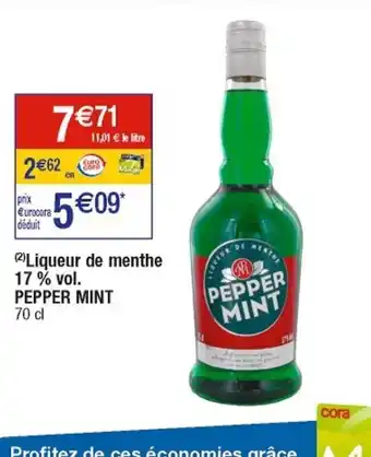 Cora x Carrefour Liqueur de Menthe 17%vol Pepper Mint offre