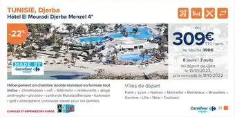 Carrefour Voyages Tunisie, djerba - hôtel el mouradi djerba menzel 4* offre