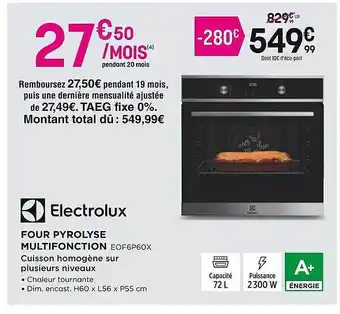 Pulsat Four pyrolyse multifonction electrolux offre