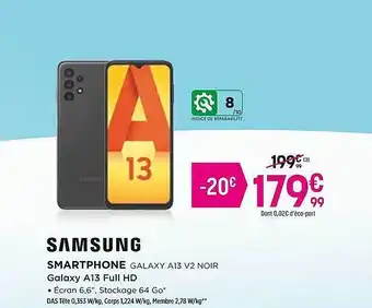 Pulsat Smartphone samsung galaxy a13 v2 noir, samsung galaxy a13 full hd offre