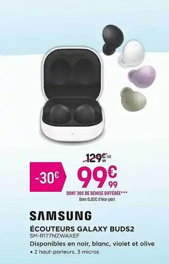 Pulsat Écouteurs samsung galaxy buds2 offre