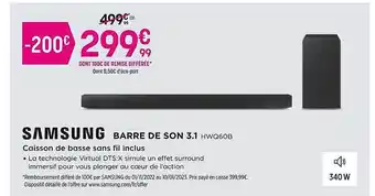 Pulsat Barre de son 3.1 samsung offre