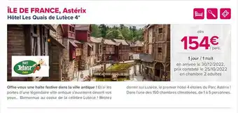 Île de france, astérix - hôtel les quais de lutèce 4*