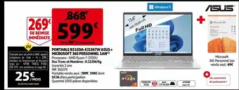 Auchan Portable r515da-ej1567w asus + microsoft 365 personnel 1an offre