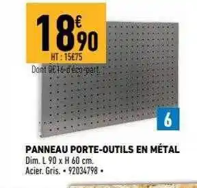 Brico Cash Panneau porte-outils en métal offre