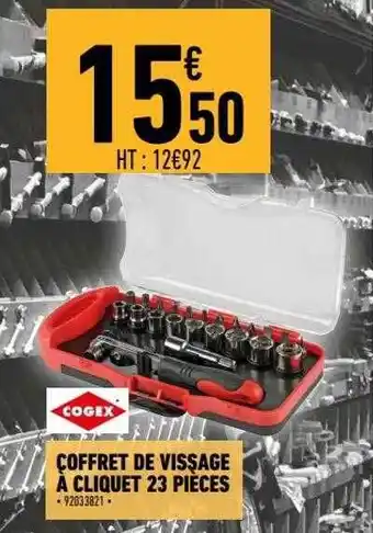 Brico Cash Coffret de vissage à cliquet 23 pièces cogex offre