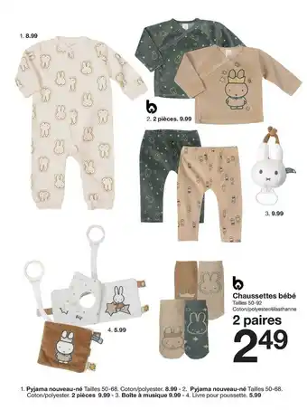 Zeeman Chaussettes bébé, pyjama nouveau-né, pyjama nouveau-né, boîte à musique offre