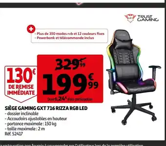 Auchan Siege Gaming GXT 716 Rizza RGB Led offre