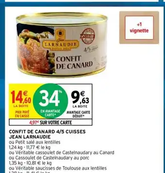 Intermarché Confit de Canard 4/5 Cuisses Jean Larnaudie offre
