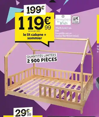 Centrakor Le Lit Cabane+ Sommier offre