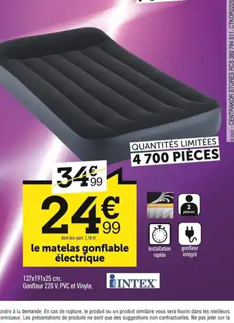 Centrakor Le Matelas Gonflable Electrique offre