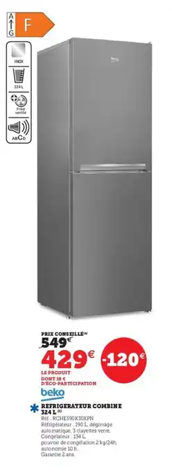 Hyper U Refrigerateur Combine 324 L offre