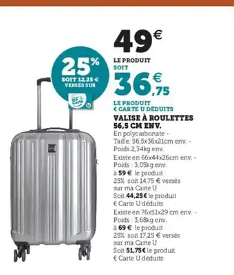 Hyper U Valisse A Roulettes 56b5 cm ENV offre