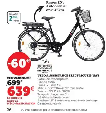 Hyper U Velo A Assitance Electrique E-Way offre