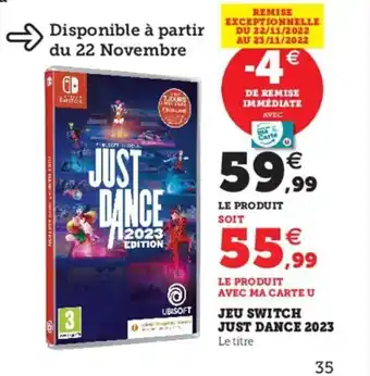 Hyper U Jeu Switch Just Dance 2023 offre