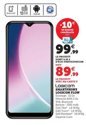 Hyper U Smartphone Logicom Flow offre