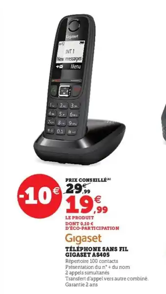 Hyper U Telephone Sans Fil Gigaset A S405 offre