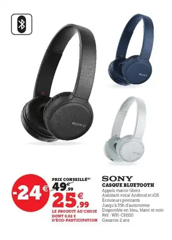 Hyper U Casque Bluetooth offre