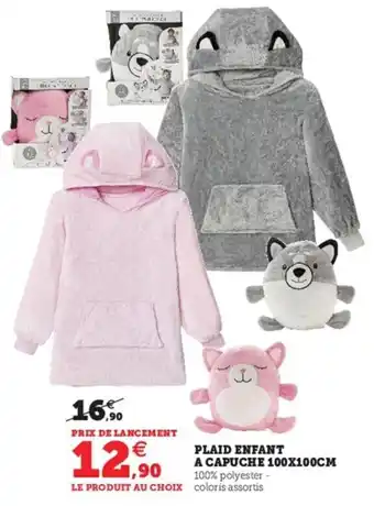 Hyper U Plaid Enfant A Capuche 100x100 cm offre