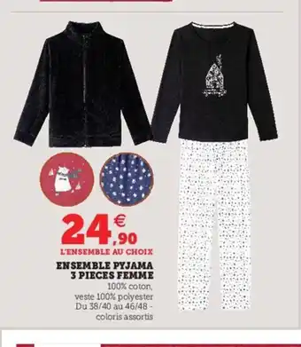 Hyper U Ensemble Pyjama 3 Pieces Femme offre
