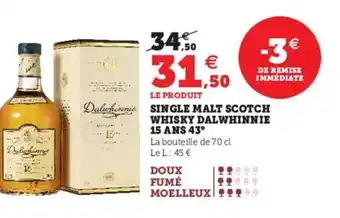 Hyper U Single Malt Scotch Whisky Dalwhinnie 15 Ans 43 offre