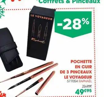 Pochette en cuire de 3 pinceaux le voyageur