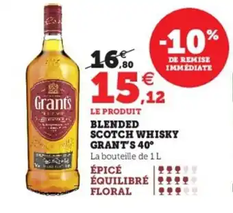 Hyper U Blended Scotch Whisky Grant's 40 offre