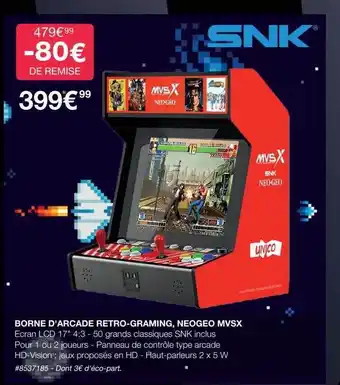 Borne d'arcade retro-gaming, neogeo mvsx