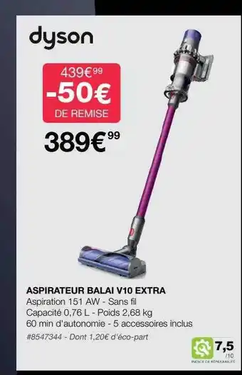 Costco Aspirateur balai v10 extra dyson offre