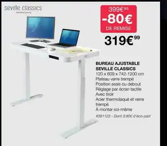Bureau ajustable seville classics