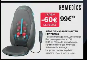 Costco Siège de massage shiatsu hmtrd3000 homedics offre