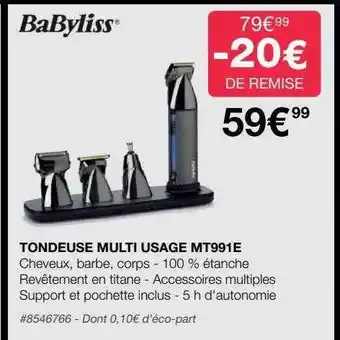 Costco Tondeuse multi usage mt991e babyliss offre