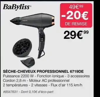 SĂšche-cheveux professionnel 6719de babyliss