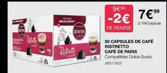 Costco 50 capsules de café ristretto café de paris offre