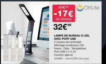 Costco Lampe de bureau à led, avec port usb ottlite offre