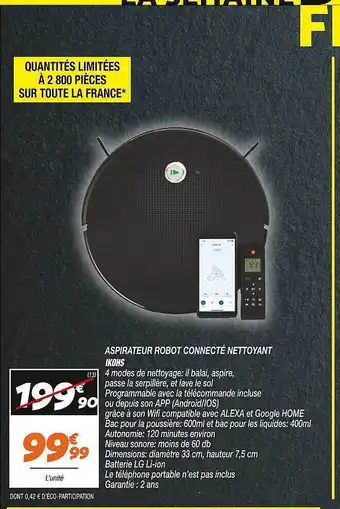 Netto Aspirateur robot connecté nettoyant ikohs offre