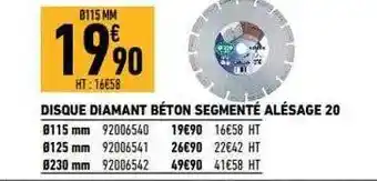 Brico Cash Disque diamant béton segmenté alésage 20 offre