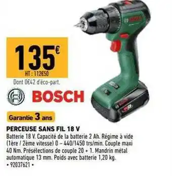 Brico Cash Perceuse sans fil 18v bosch offre