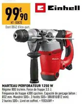 Brico Cash Marteau perforateur 1250 w einhell offre