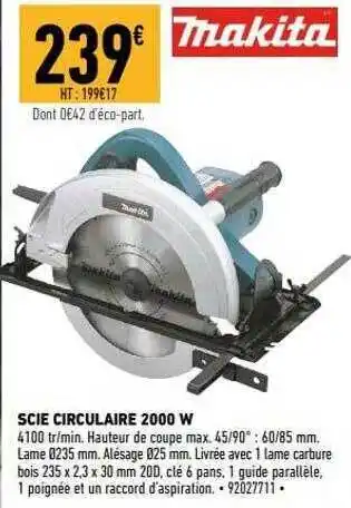 Brico Cash Scie circulaire 2000 w makita offre
