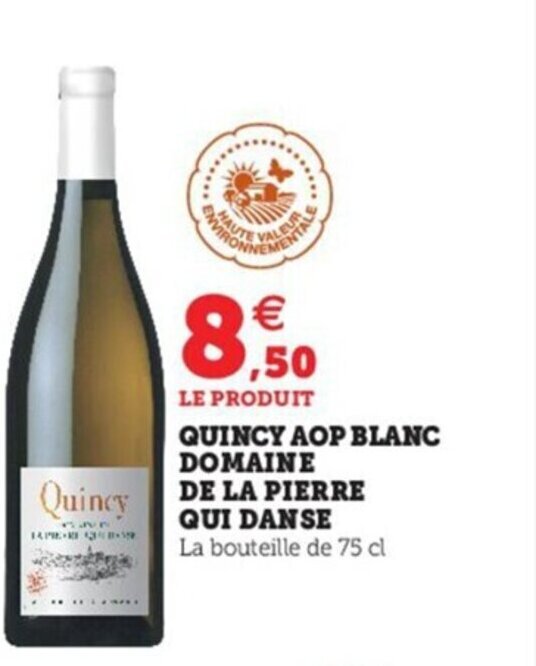 Promo Quincy Aop Blanc Domaine De La Pierre Qui Danse chez Hyper U